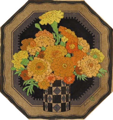 Rare Early Gustave Baumann Woodblock (1881-1971) - Marigolds (PDC1920)