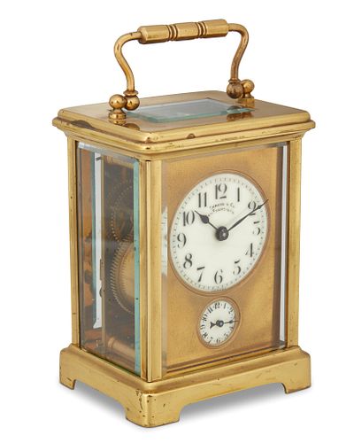 A Chreve & Co. brass carriage clock