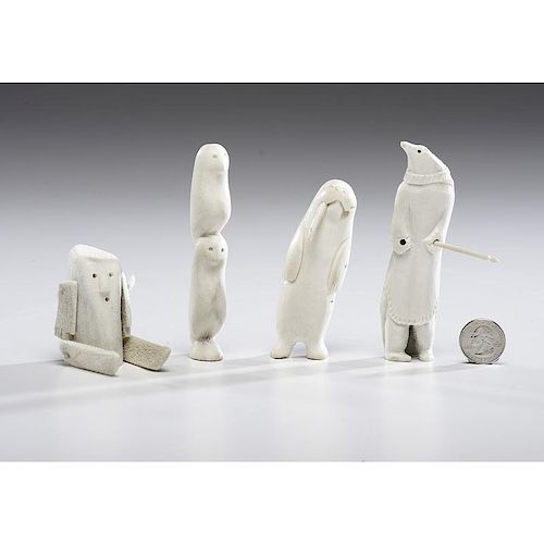 Alaskan Eskimo Carved Bone Figures
