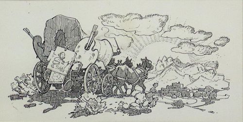 Attributed to Oscar Edmund Berninghaus (1874-1952) - Wagon Breakdown, Entering Taos (PDC90105-0623-001)