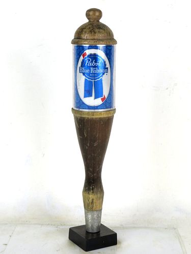 1971 Pabst Blue Ribbon Beer BLUE Turned Wood Tap Handle 