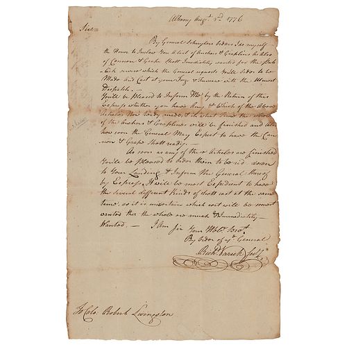 Richard Varick Autograph Letter Signed on Arms and Ammunition (1776)