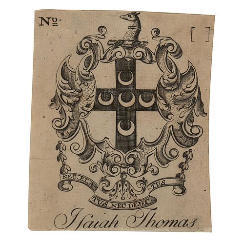 Paul Revere Engraved Bookplate for Isaiah Thomas
