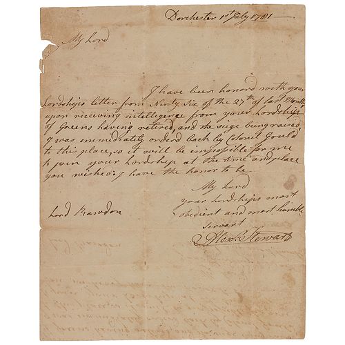 Revolutionary War: British/American Battle News on Captured Letter