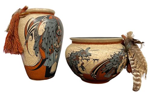 Two PAT PAULI Native American Pottery Vases