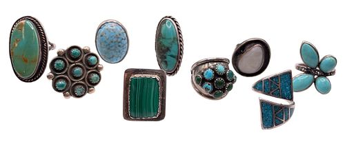 Collection Southwestern Sterling Silver, Turquoise, Malachite & Gemstone Rings