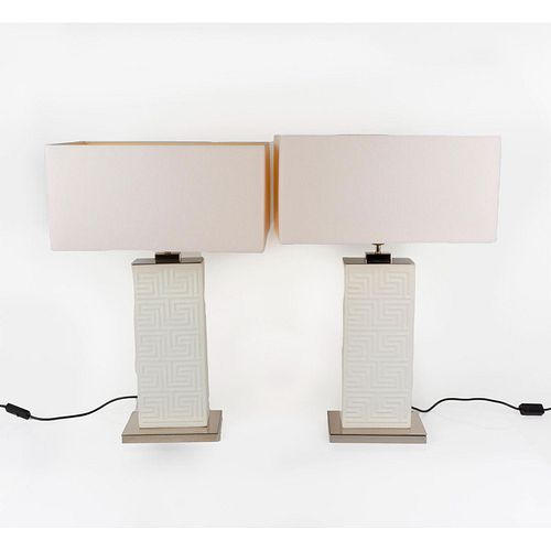Pair of Versace White Table Lamps