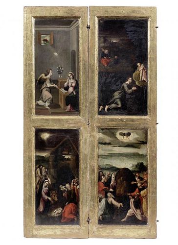 Old Master Flemish Renaissance 6 panel paintings