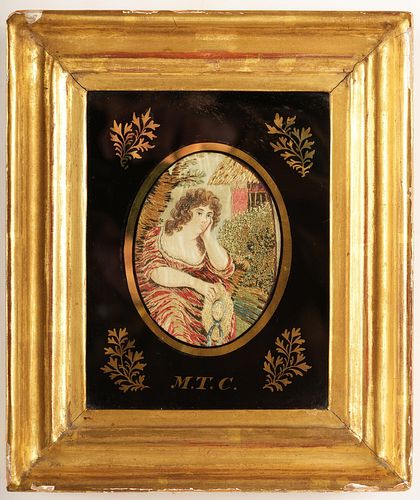 English Regency Embroidered Miniature Portrait
