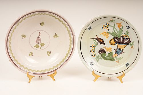 Pair Antique French Faience Plates