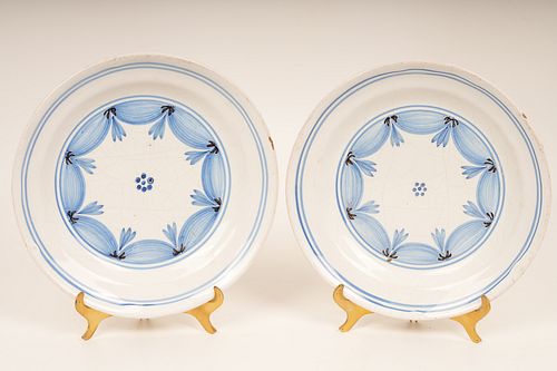 Pair Antique French Faience Plates