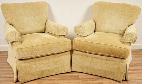 Pair Miles Talbott Upholstered Swivel Chairs