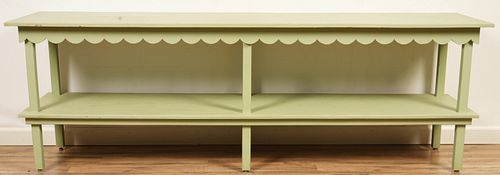 Green Painted Long 2 Tier Console Table