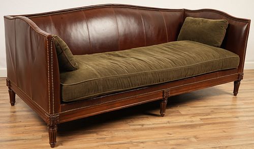 Lillian August Contemporary  Leather Upholstered Sofa