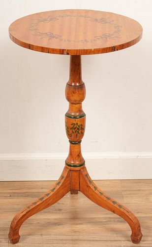 19th C. Paint Decorated Candle Stand