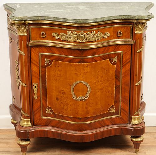 Louis XVI Style Marble Top Console Cabinet