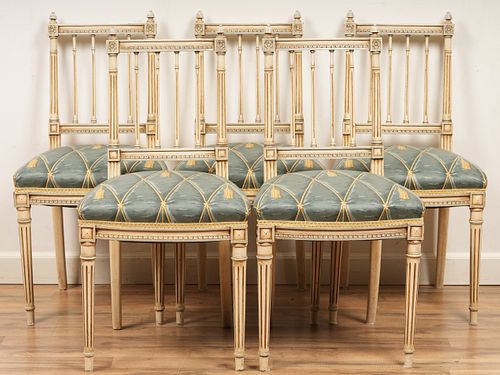 Set Of 5 Louis XVI Upholstered Dining Chairs
