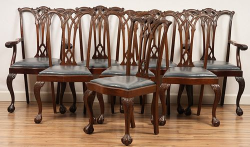Set Of 8 Chippendale Style Mahogany Dining Chairs