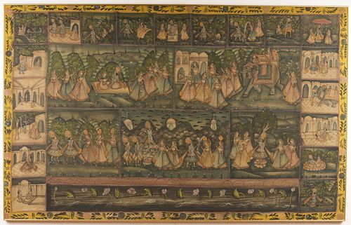 Indian Pichwai Painting On Linen Fabric