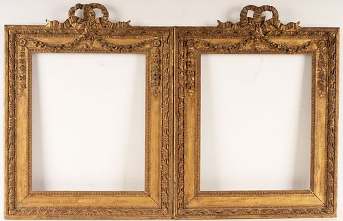 Pair Early Louis XVI Gilt Wood Gesso Frames
