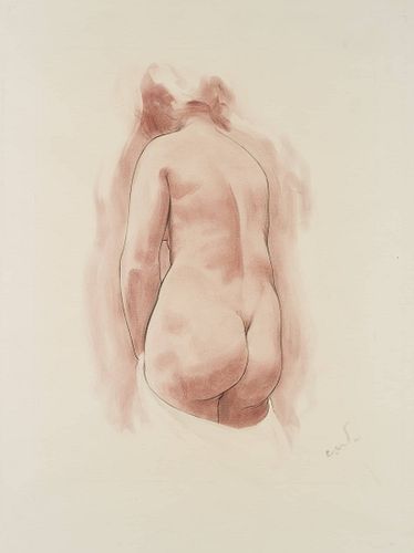 C. WALTHER (1880-1956), Female back nude, Indian ink