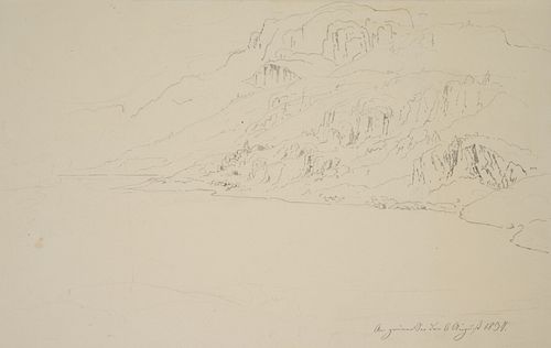 T. WEBER (1813-1875), Charming alpine landscape study,  1837, Pencil