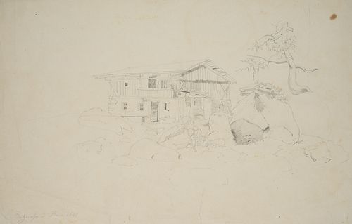 T. WEBER (1813-1875), Butzeralpe in Rain,  1841, Pencil