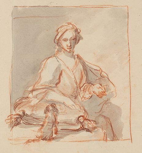 MEISTER DES MANFREDI-ALBUMS (18th), Portrait of a Woman with a Little Dog,  1722, Chalk