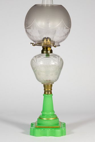 MT. WASHINGTON ENGRAVED KEROSENE STAND LAMP