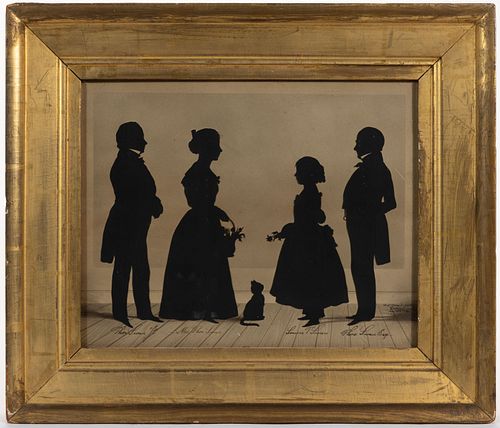 AUGUSTE EDOUART (FRENCH / AMERICAN, 1789-1861) CUT-AND-PASTED BALTIMORE FAMILY GROUP SILHOUETTE