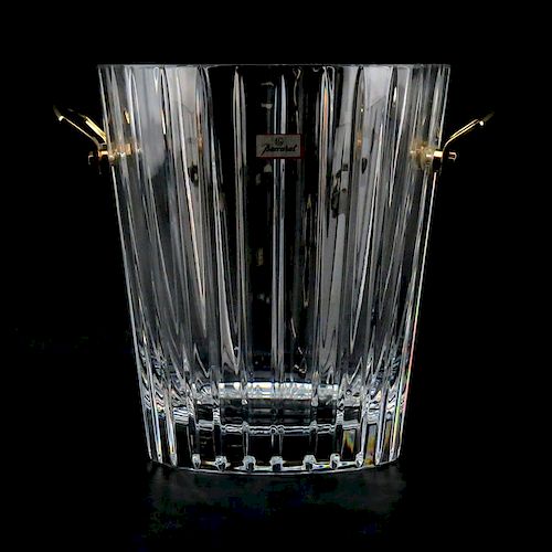 Baccarat Crystal Champagne Cooler with Gilt Handles in Original Box #894053