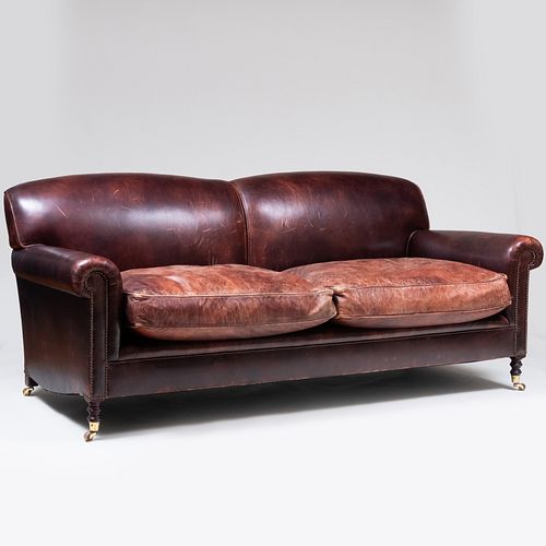 George Smith Leather Upholstered Two-Seat Sofa