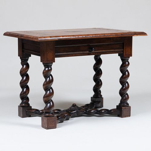 Dutch Baroque Style Walnut and Fruitwood Marquetry Table
