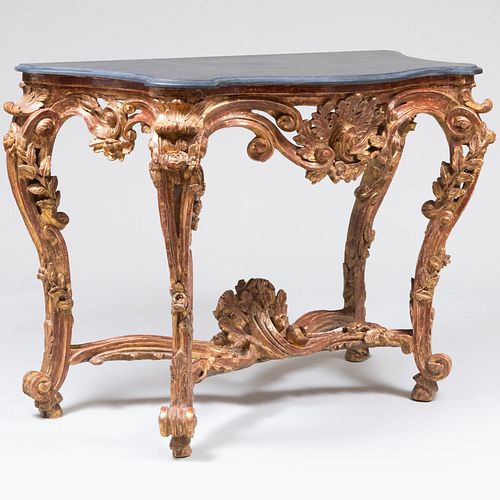 Pair of Louis XV Style Giltwood Consoles 