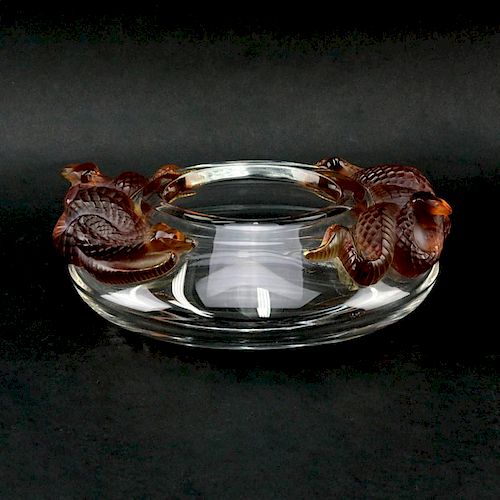 Lalique France "Serpent" Round Crystal Bowl