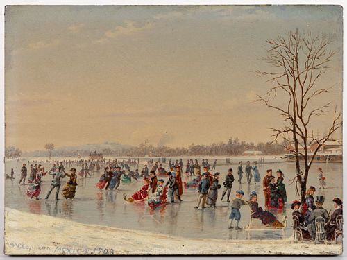 CONRAD WISE CHAPMAN (AMERICAN, 1842-1910) PARIS ICE SKATING GENRE SCENE