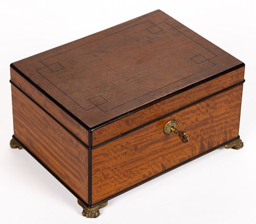 ALFRED DUNHILL, LONDON INLAID BURR WOOD TABLE CIGAR BOX 