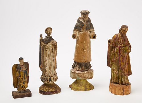 Four Carved Santos Figures