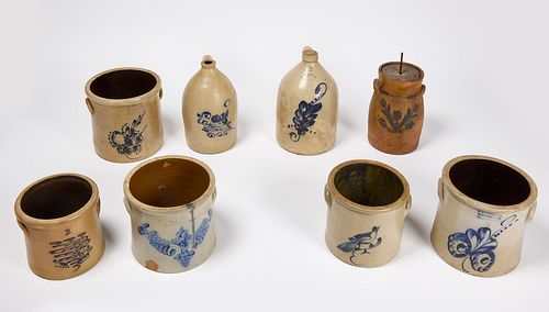 Eight Stoneware Containers