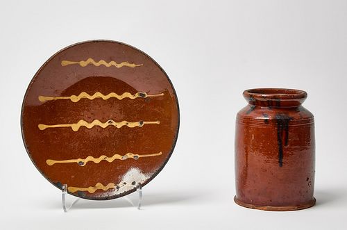 Redware Plate and Jar