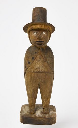 Carved Folk Art Figure with a Hat