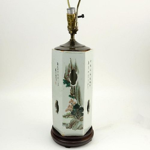 Antique Chinese Porcelain Hat Stand Lamp