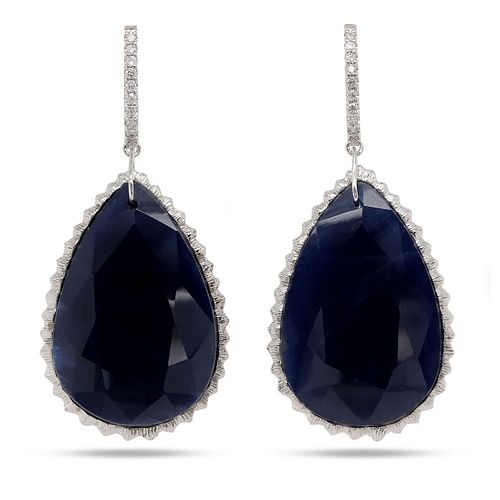 Sapphire Earrings 77.21 total cts.