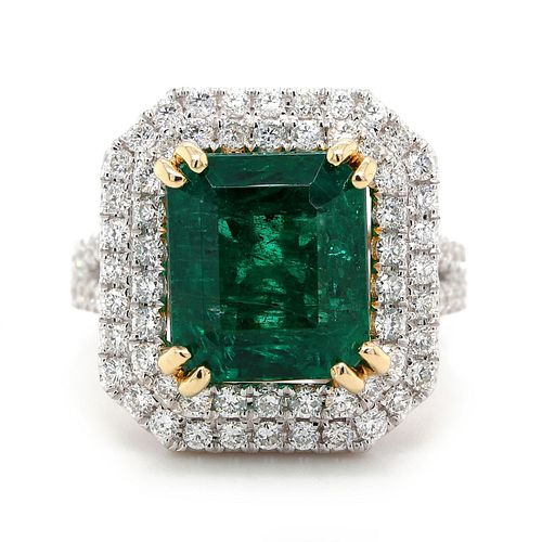 GIA Emerald Ring 4.76 ct. w/diamonds
