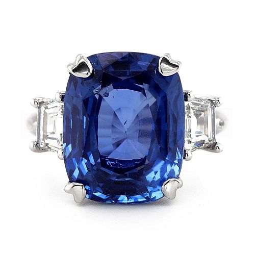 GIA Sapphire Ring 12.04 ct. w/GIA diamonds