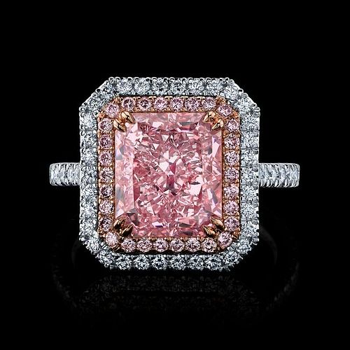 GIA 8.37 ct. Fancy Pink Internally Flawless Diamond Ring Platinum / 18k