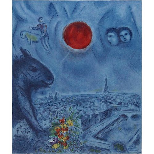Marc Chagall, French/Russian (1887-1985) Color lithograph "Paris Sun"