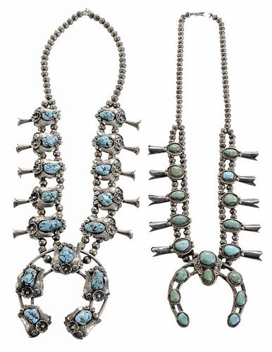 Two Silver and Turquoise Squash