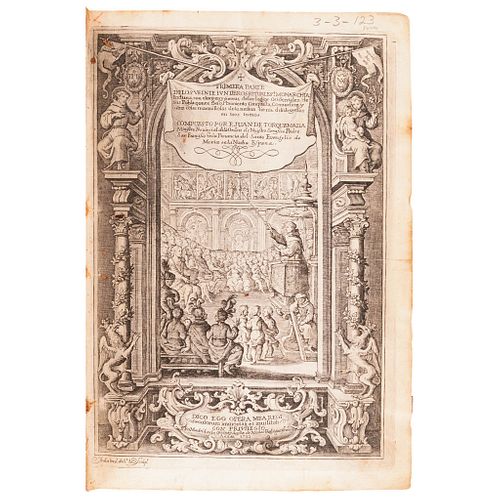 Torquemada, Juan de. Primera, Segunda y Tercera Parte de los Veinte i un Libros Rituales y Monarchia Indiana. Madrid: 1723. Piezas: 3.