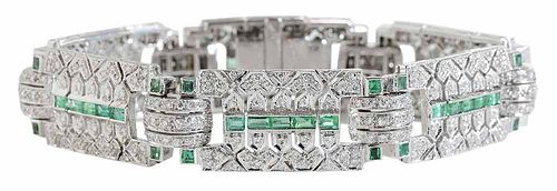 18kt. Diamond and Emerald Bracelet